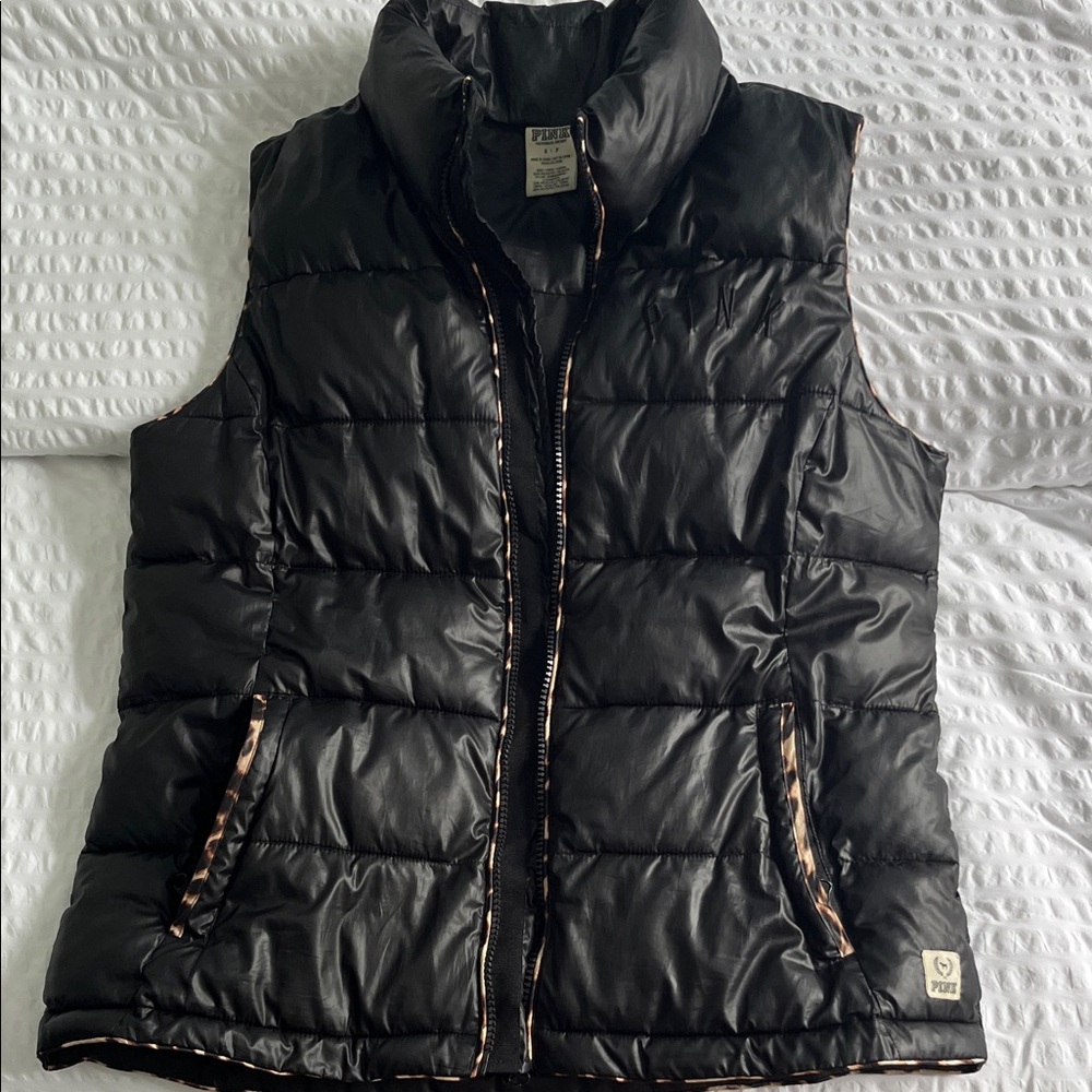Black Puffer Vest by Pink